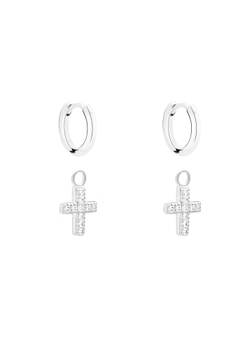 s.Oliver Creolen Sparkle Cross in silber