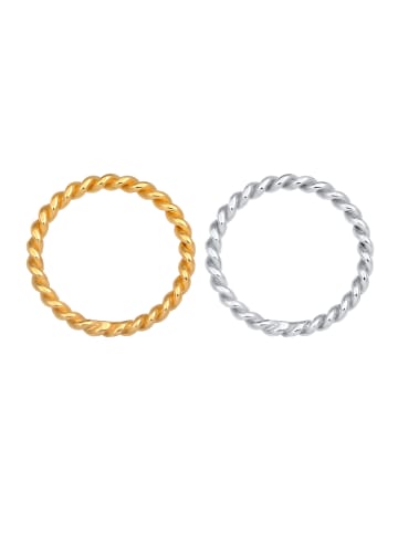 Elli Ring 925 Sterling Silber Ring Set, Bi Color_Tri Color, Twisted in Silber