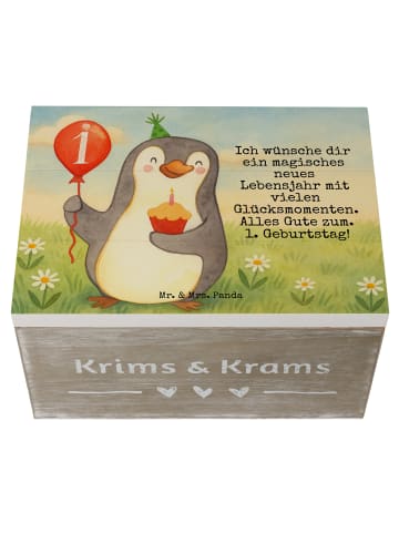 Mr. & Mrs. Panda Erinnerungsbox 1. Geburtstag Pinguin Luftballon... in Weiß