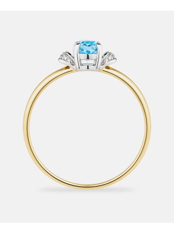 Diamant L'éternel Ring, mit Blautopas, 375 Gelbgold