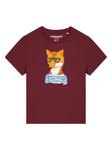 wat? Apparel T-Shirt Fuchs in Weinrot