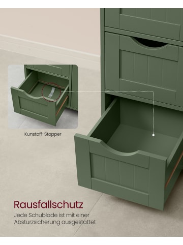 VASAGLE Badezimmerschrank Sofie in Waldgrün - (B)30 x (H)82 x (T)55 cm