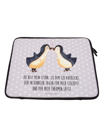Mr. & Mrs. Panda Laptop Tasche Pinguin Liebe mit Spruch in Grau Pastell