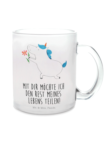 Mr. & Mrs. Panda Große Teetasse Einhorn Blume mit Spruch in Transparent