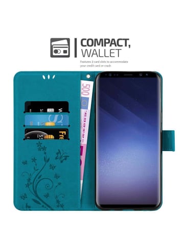 cadorabo Hülle für Samsung Galaxy S9 PLUS Blumen Design in FLORAL BLAU