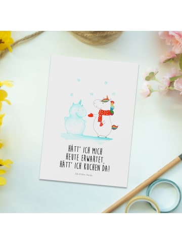 Mr. & Mrs. Panda Fotokarte Einhorn Schneemann mit Spruch in Weiß