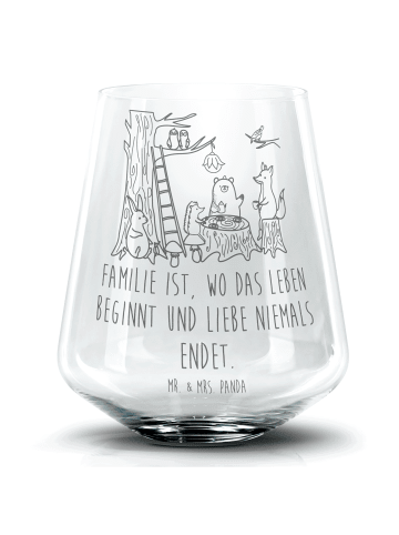 Mr. & Mrs. Panda Trinkglas Waldtiere Picknick mit Spruch in Transparent