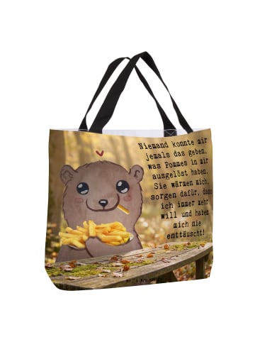 Mr. & Mrs. Panda Tote Bag Bär Pommes verliebt Design mit Spruch in Weiß