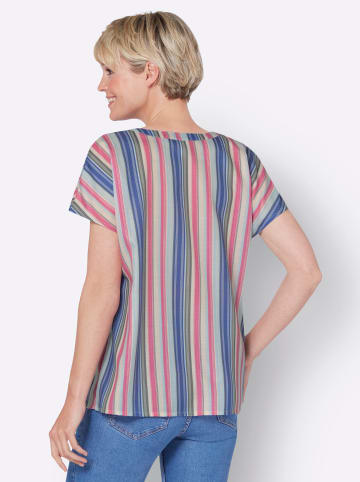 Sieh an! Druckbluse in royalblau-aqua-gestreift