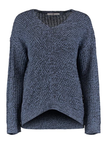 Hailys Weicher Grobstrick Pullover mit V-Streifen Design Sweater Pi44pa in Blau