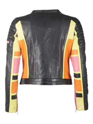 Maze Lederjacke Nebraska in black/yellow