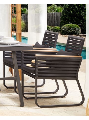 Beliani 2er-Set Gartenstuhl CANETTO in Schwarz/Heller Holzfarbton