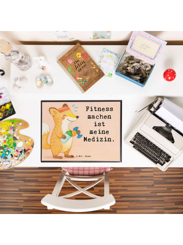 Mr. & Mrs. Panda Tischunterlage Fuchs Fitness Design mit Spruch in Weiß