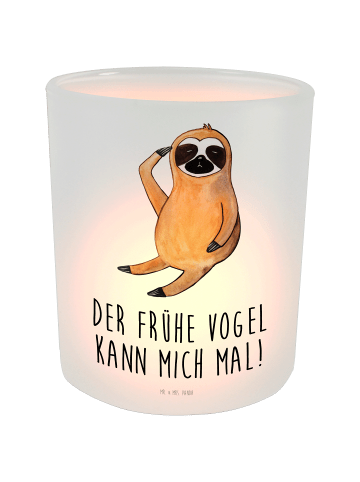 Mr. & Mrs. Panda Windlicht Faultier Vogel mit Spruch in Transparent