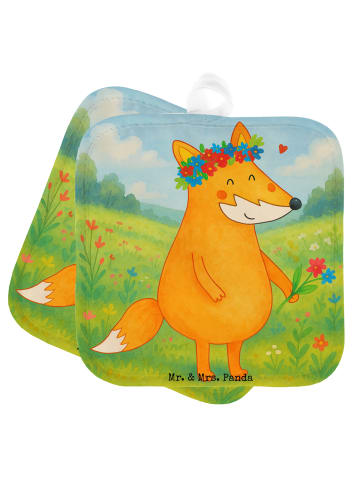 Mr. & Mrs. Panda Topfuntersetzer Fuchs Blumen Design ohne Spruch in Weiß