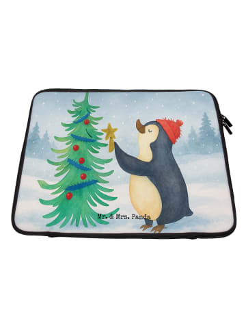 Mr. & Mrs. Panda Notebook Tasche Pinguin Weihnachtsbaum Design o... in Weiß