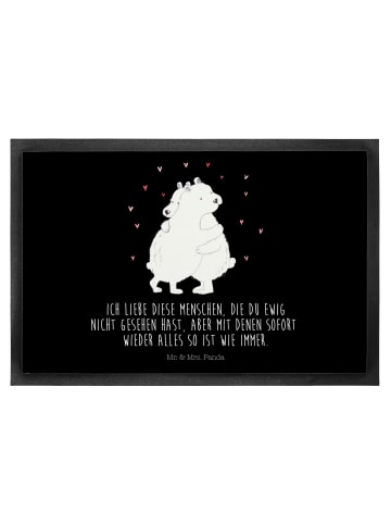 Mr. & Mrs. Panda Fußmatte Eisbär Umarmen mit Spruch in Schwarz