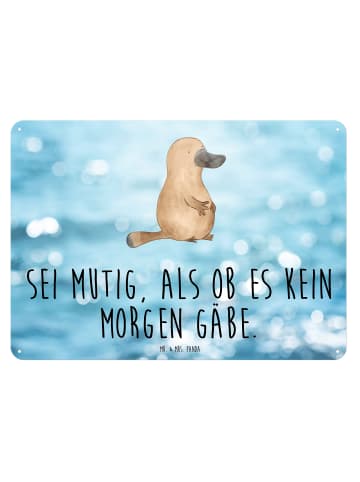 Mr. & Mrs. Panda Retro Blechschild Schnabeltier Mut mit Spruch in OZeichenanblue