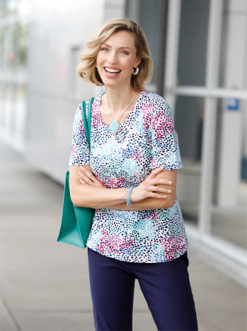 WITT WEIDEN Shirt in fuchsia-mittelblau-bedruckt