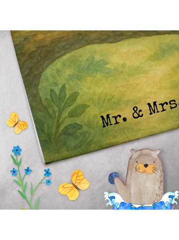 Mr. & Mrs. Panda Handtuch Eulen Liebe Design ohne Spruch in Weiß