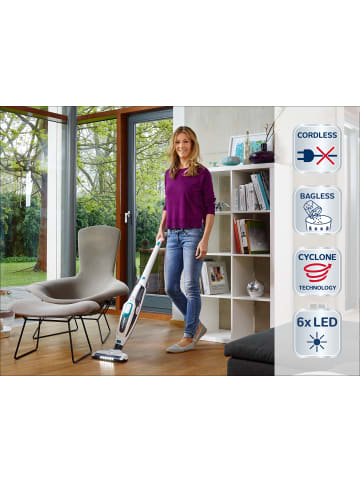 Leifheit  Akku-Staubsauger Regulus PowerVac 2in1 weiß anthrazit türkis 27,2x17,0x109,5cm