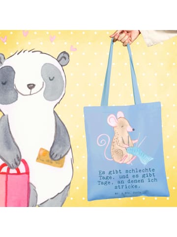 Mr. & Mrs. Panda Tragetasche Maus Stricken mit Spruch in Sky Blue