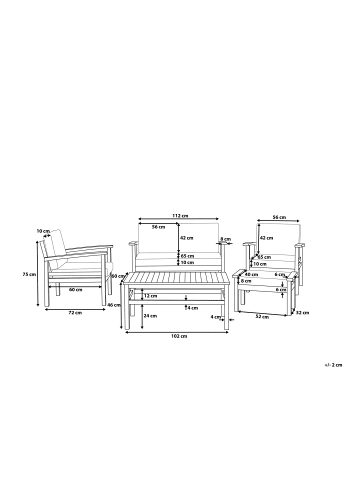 Beliani 5-tlg Sitzgruppe MANILA in Braun/Grau