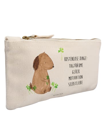 Mr. & Mrs. Panda Schminktasche Hund Kleeblatt mit Spruch in Weiß