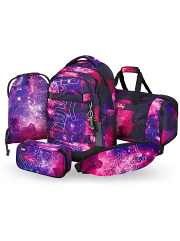 BAAGL 5-tlg. Set: Schulrucksack Skate max in Violett Galaxy