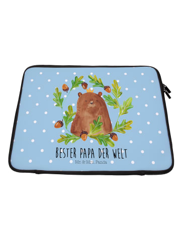 Mr. & Mrs. Panda Laptop Tasche Bär König mit Spruch in Blau Pastell