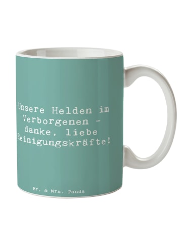 Mr. & Mrs. Panda Kaffeetasse Spruch Reinigungskraft Helden mit S... in Meeresbrise