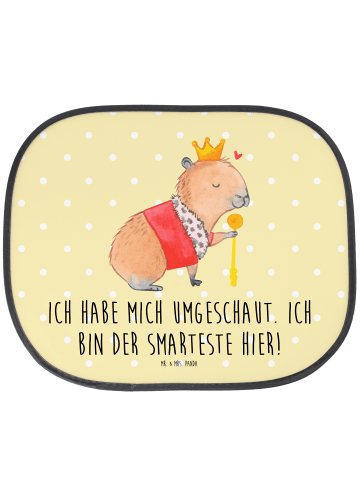 Mr. & Mrs. Panda Auto Sonnenschutz Capybara König mit Spruch in Gelb Pastell