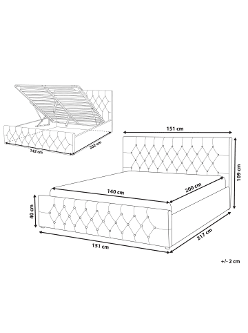 Beliani Doppelbett AMIENS in Grau - (W) 151 x (H) 109 x (L) 217 cm