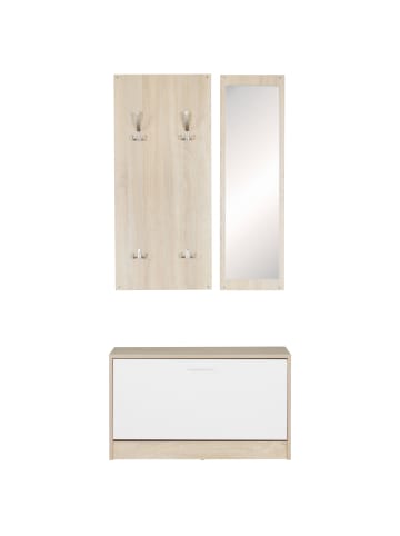 KADIMA DESIGN Elegante Wandgarderobe mit Spiegel - Platz für Dein Zuhause in Beige