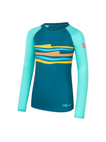 Trollkids Badeshirt langarm Haukland in glow blue/navy