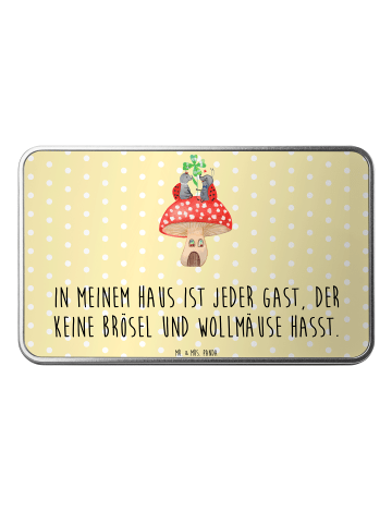 Mr. & Mrs. Panda Blechdose Marienkäfer Fliegenpilz mit Spruch in Gelb Pastell