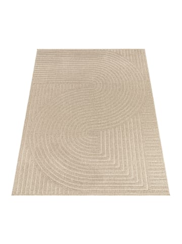 KADIMA DESIGN Outdoor Teppich Unifarben Spiral Balkon, Terrasse schmutzabweisend in Beige