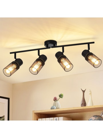 ZMH Deckenleuchte in Schwarz 4-flammige E27 Industrial Flurlampe Ohne Leuchtmittel