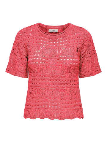 JACQUELINE de YONG Kurzarm Häkel-T-Shirt mit geometrischem Muster in Rot
