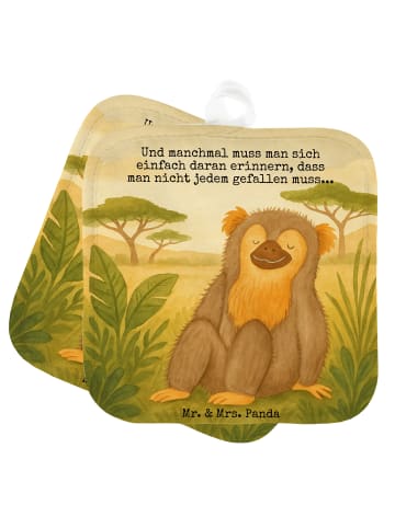 Mr. & Mrs. Panda Topflappen Affe Design mit Spruch in Weiß