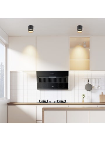 ZMH Deckenleuchte LED in schwarz 1-flammige GX53 rund 3000K Warmweiß L 9.5cm