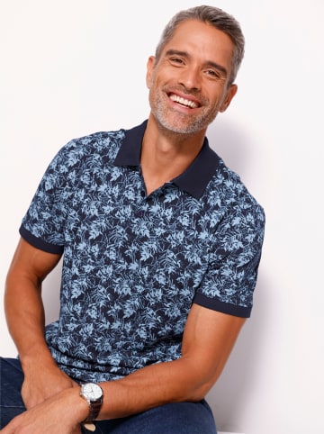 Sieh an! Kurzarm-Poloshirt in marine-bleu-bedruckt