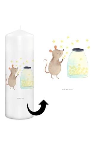 Mr. & Mrs. Panda Adventskerze Maus Sterne ohne Spruch in Weiß