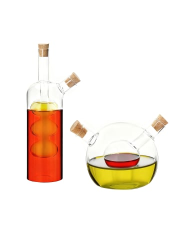 relaxdays 2-tlg. Essig-Öl-Flaschen-Set in Transparent