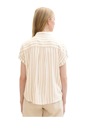 Tom Tailor Bluse Gestreiftes Kurzarm Shirt in Beige