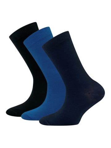 ewers 3er-Set Socken Uni in aqua/navy/schwarz