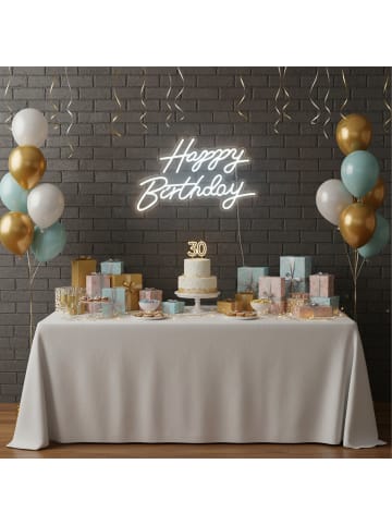 relaxdays LED Schild „Happy Birthday“ in Kaltweiß