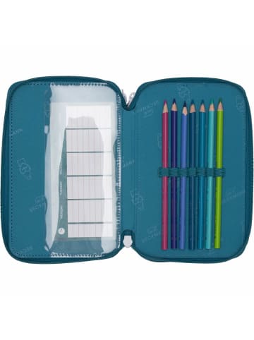 BECKMANN 3-Fächrige Federmappe Jungle Game in blau