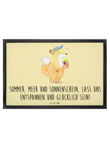 Mr. & Mrs. Panda Fußmatte Sommer Meer Strand mit Spruch in Gelb Pastell