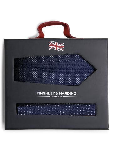 Finshley & Harding London Krawatte und Einstecktuch in marine - 0004